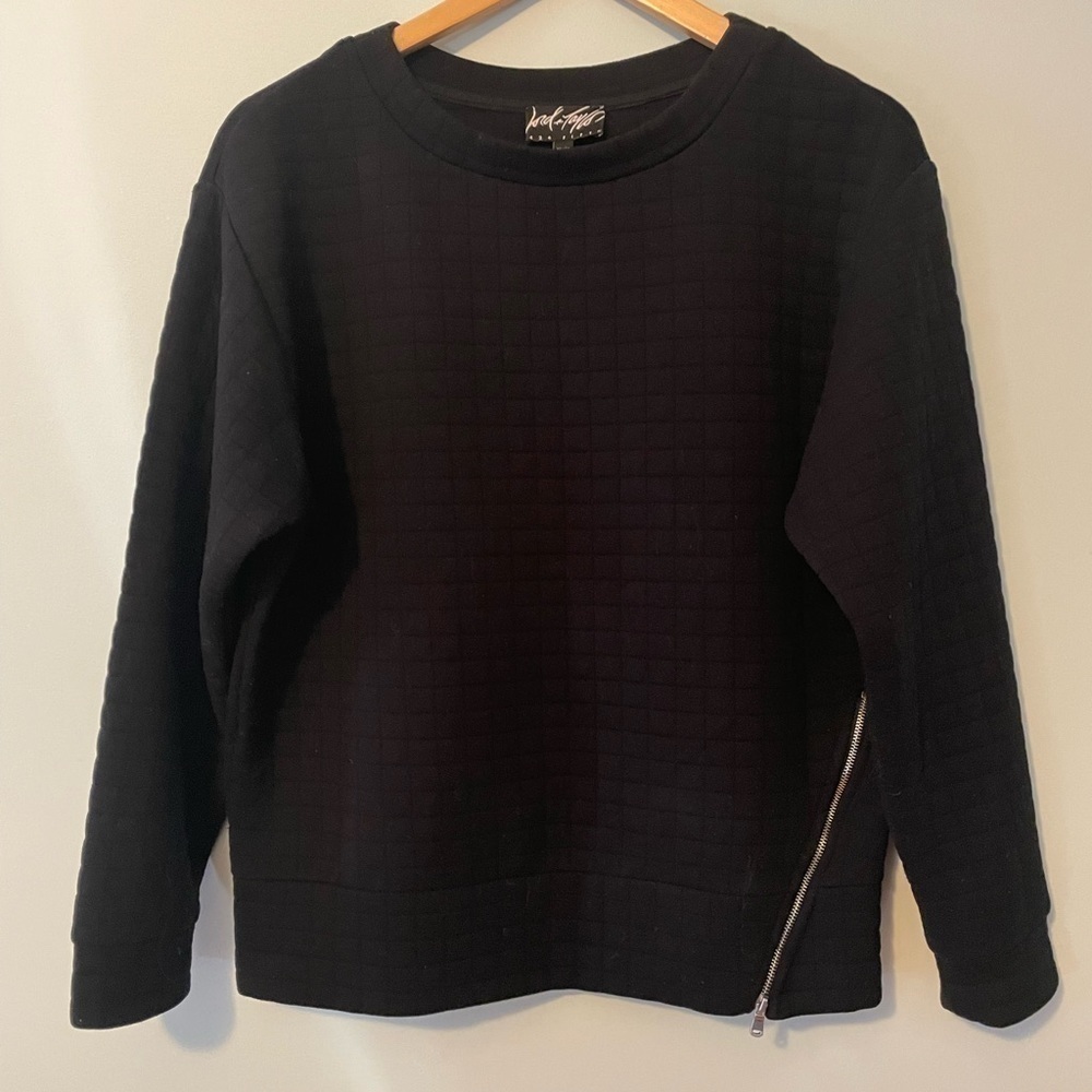 Lord & Taylor Quilted Sweater Black Size XS